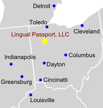 Map of the Lingual Passport, LLC area.